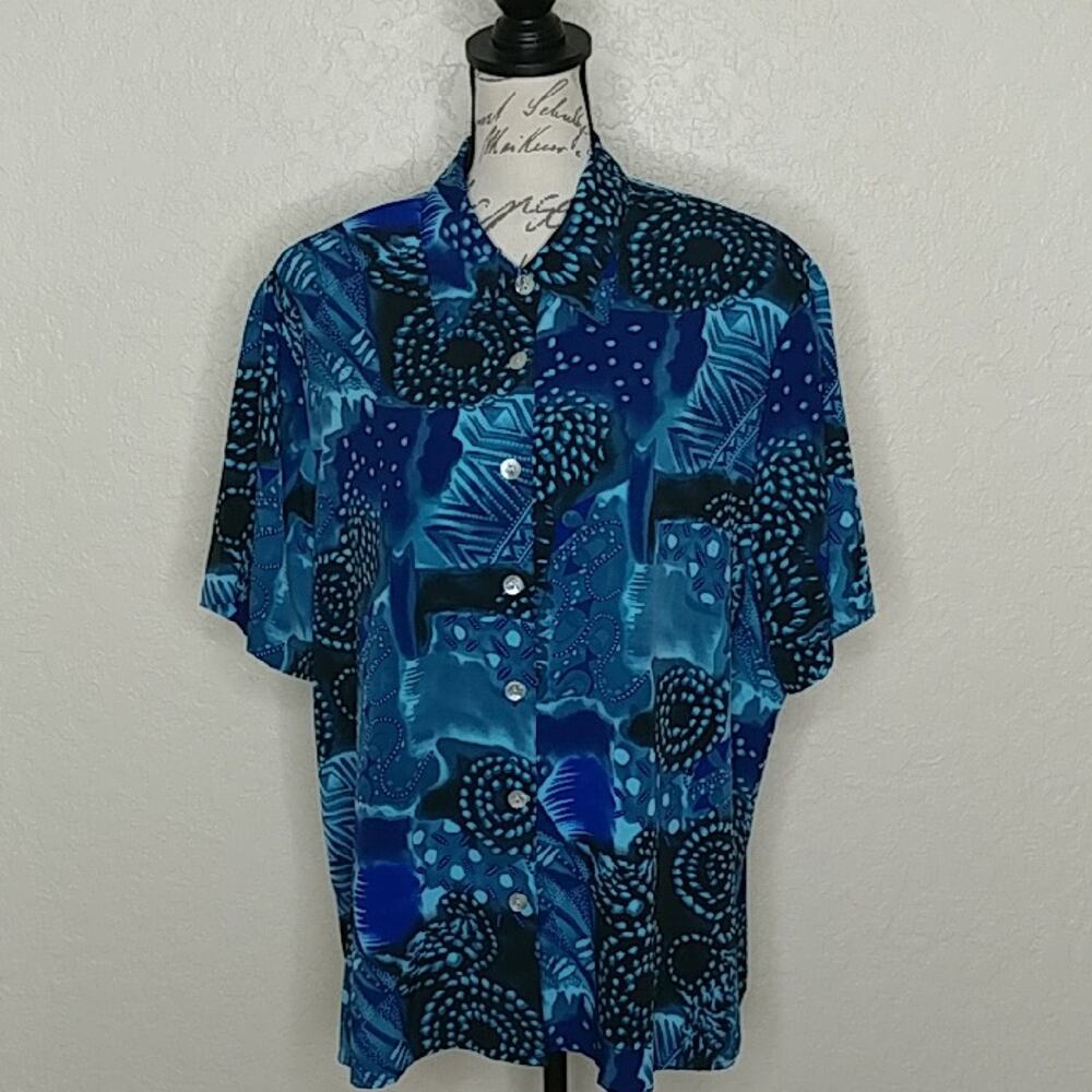 Notations‎ Woman Button Front Multi Patterned Shirt Retro 90s Size 20W